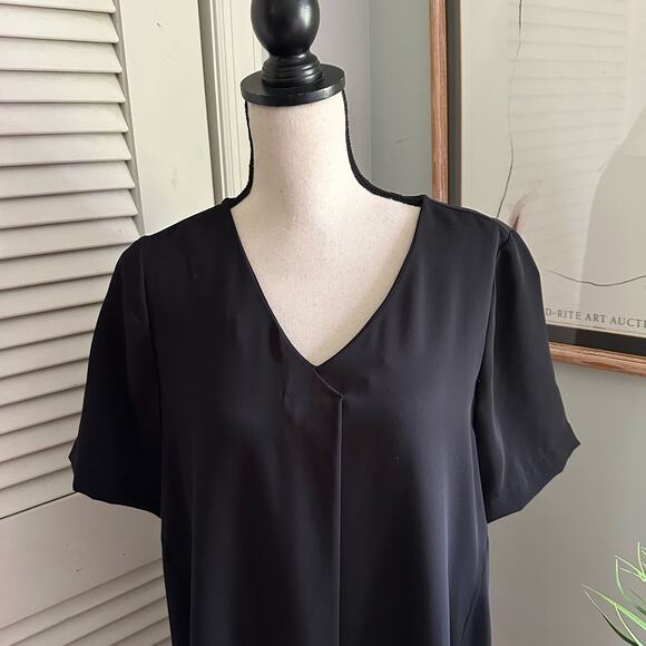 J JILL WEAREVER Womens Dress Small Black Shift V-Neck Knee Length Lagenlook - Picture 2 of 12